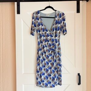 Boden Wrap Dress Blue Floral Print- Midi Dress US 8 | European Summer